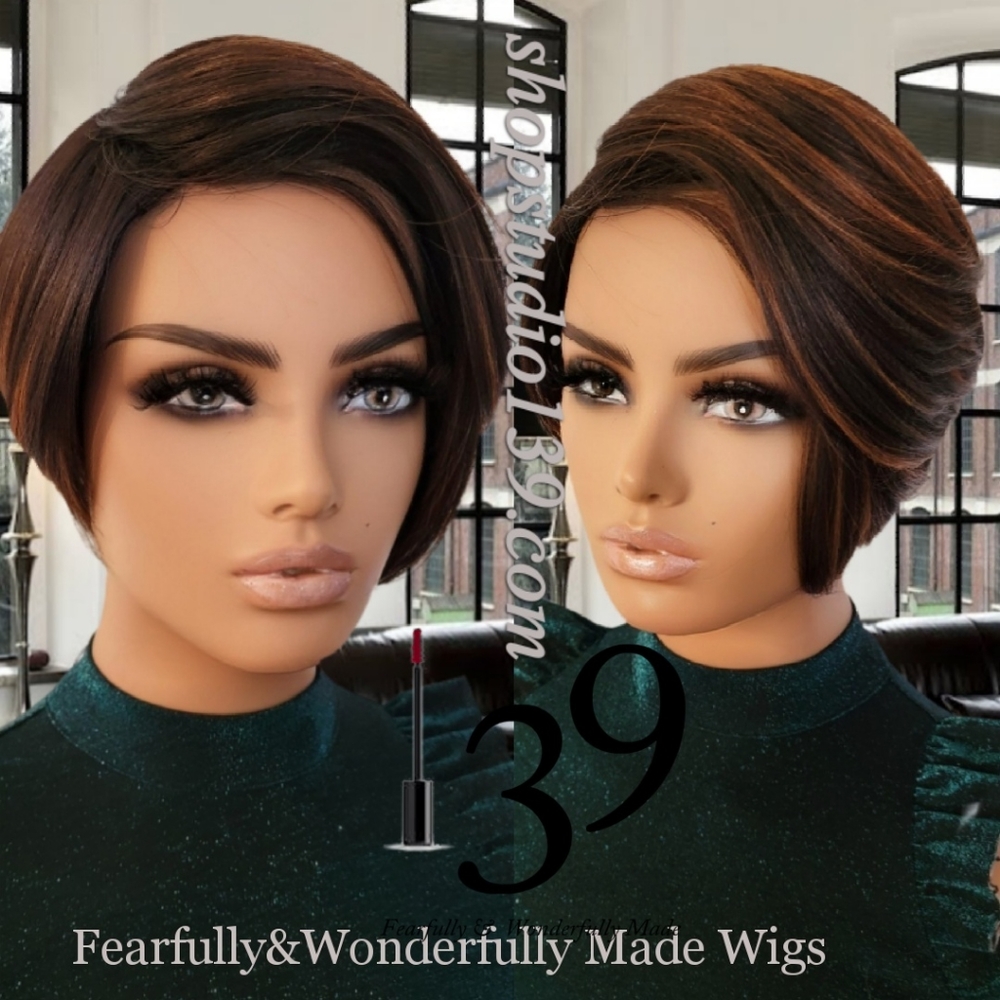 Short human hair 😍 pixie wig with highlights